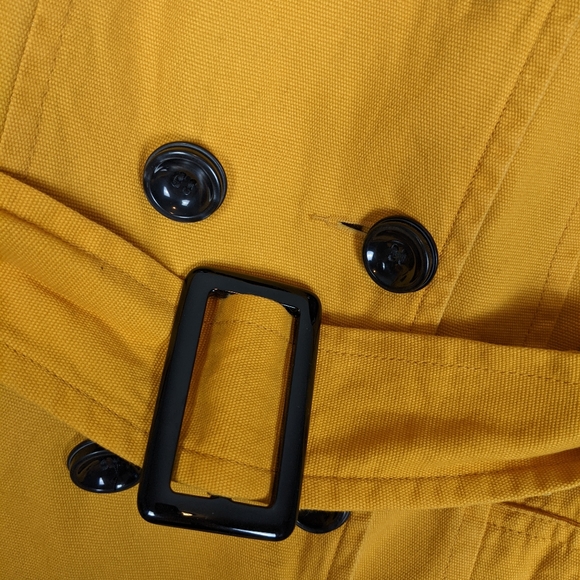 Dressup Mustard Gold Canvas Trench Coat Jacket L - Picture 10 of 13